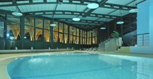 The pool overlooks the futuristic Oriente Station at Hotel Tivoli Oriente Lisboa. © Minor Hotels