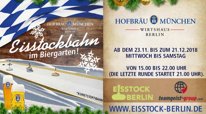 A bit of winter fun and sportsmanship – come curling in the beer garden of the Hofbräu München Wirtshaus Berlin