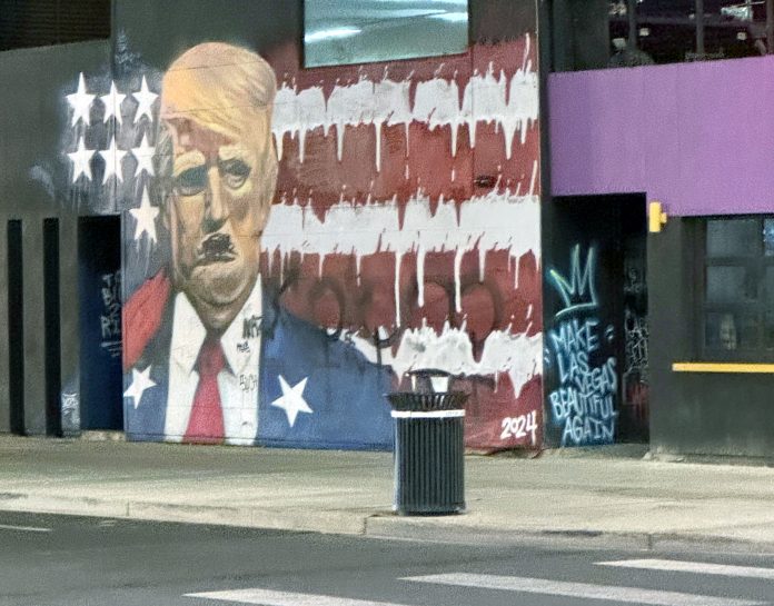 Donald Trump on a exterior wall in Las Vegas. © Münzenberg Medien, place and date of photograph: November 2024 in Las Vegas, Nevada