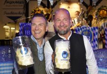 O’zapft is at Hofbräu München – Wirtshaus Berlin – Traditional barrel tapping with Micaela Schäfer and Tim Raue